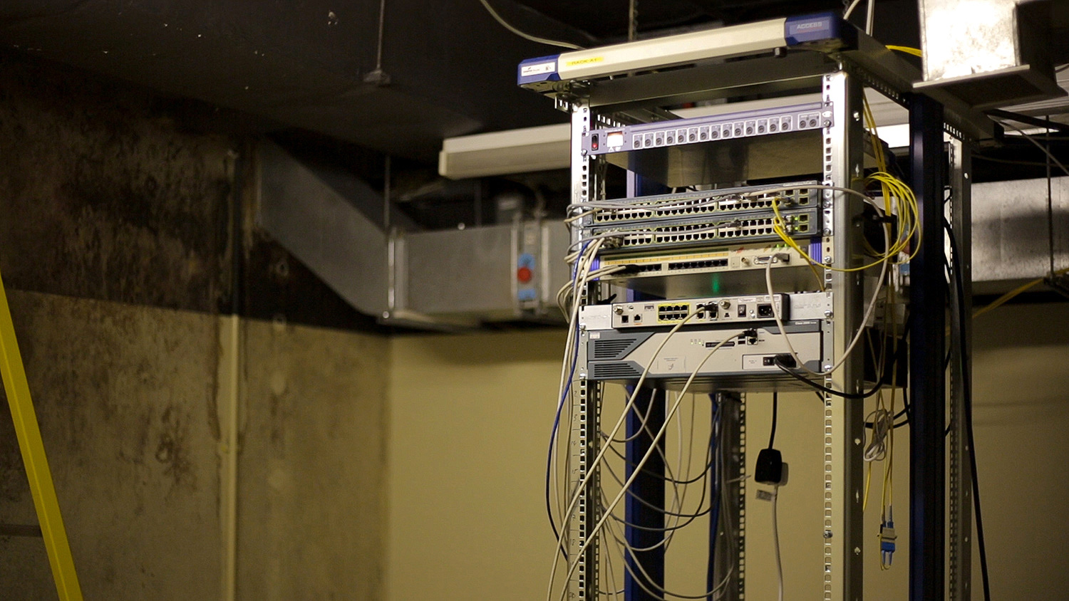 If play is neither inside nor outside where is it?, video still, data centre in former bunker